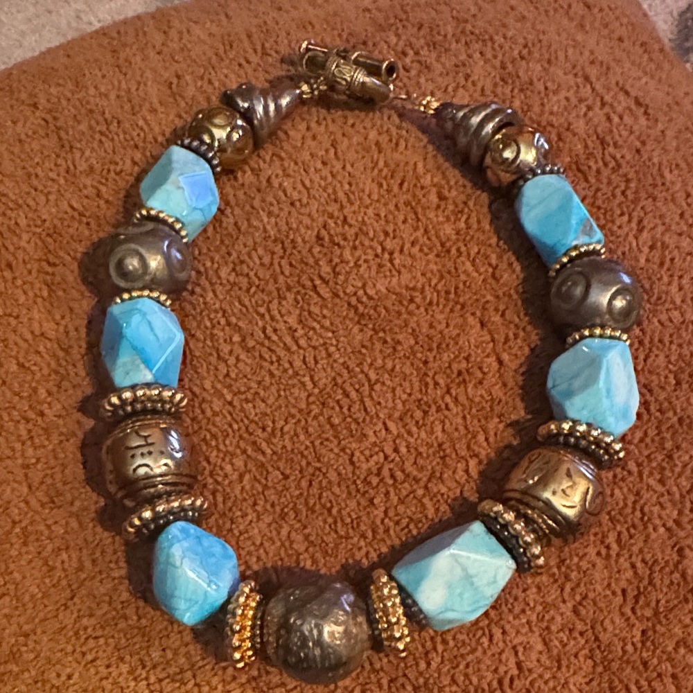 Artisan Turquoise and Gold Statement Necklace